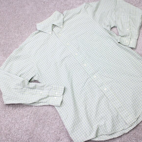 Brooks Brothers 346 Shirt Mens 16, 34/35 Green 100% Cotton Long Sleeve Button - Picture 7 of 12